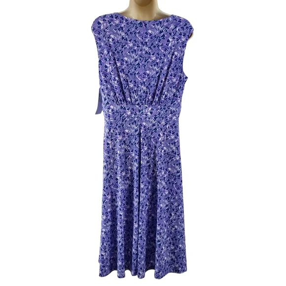 London Times Purple Floral Midi Dress - Picture 3 of 8